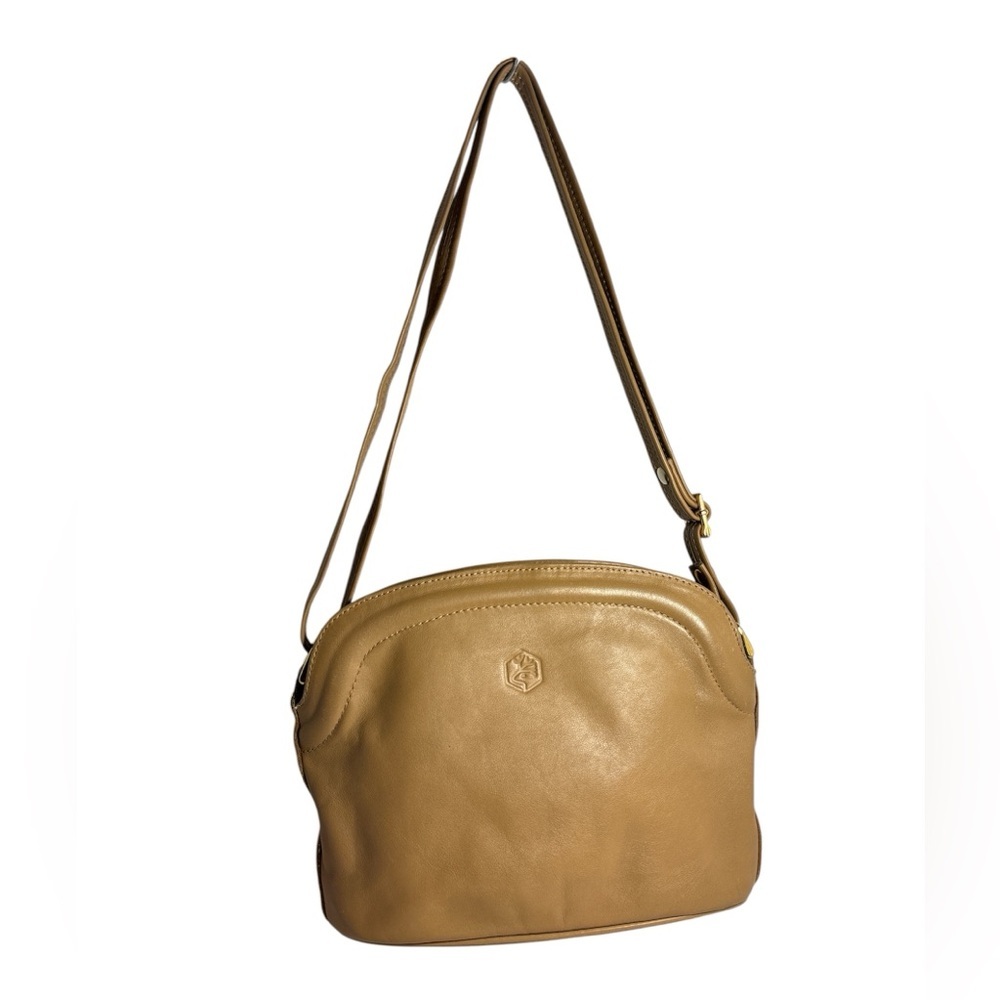 Valentina Made in Italy Tan Leather Crossbody Bag Gold Hardware